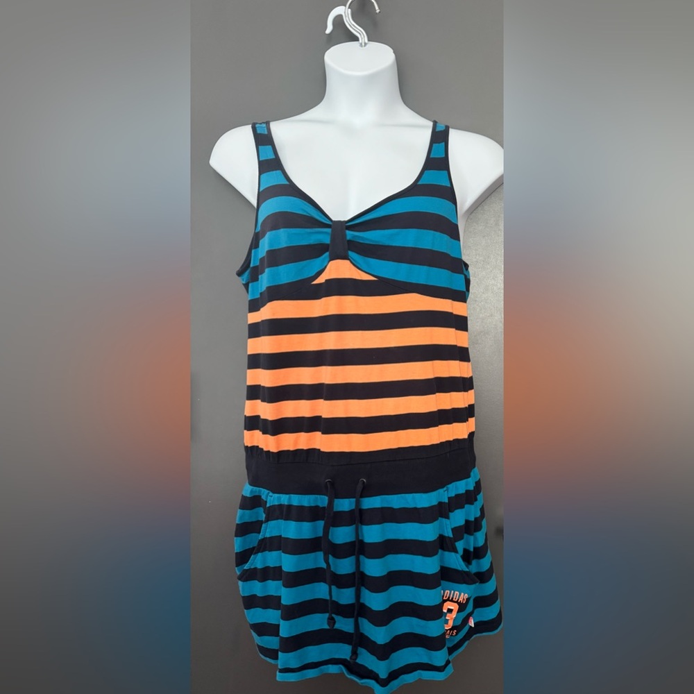 Adidas Blue and Black Striped Dress